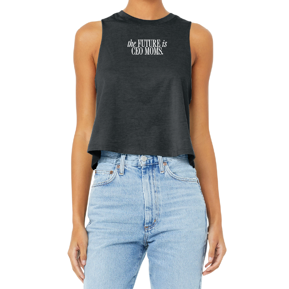 The Future is CEO Moms Ladies' Racerback Cropped Tank