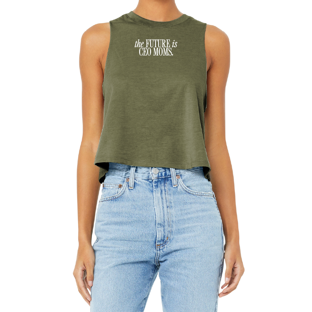 The Future is CEO Moms Ladies' Racerback Cropped Tank