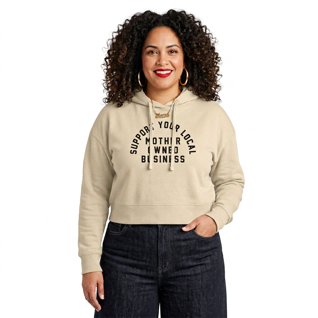 Support Your Local Mother Owned Business Crop Hoodie