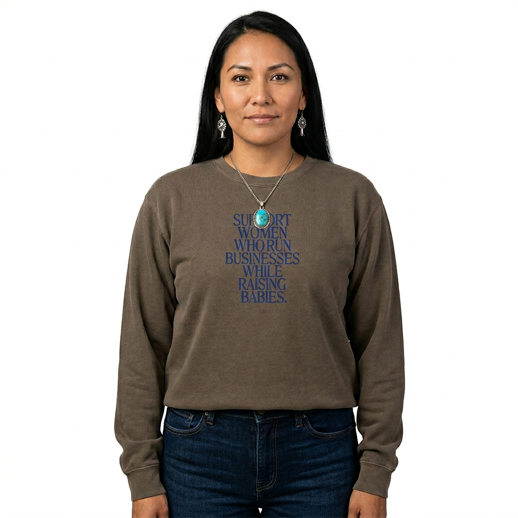 Support Women Who Run Businesses While Raising Babies Signature Lightweight Crewneck Sweatshirt