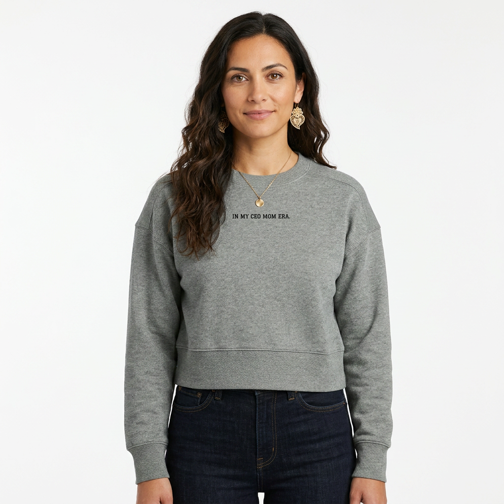 In My CEO Mom Era Fleece Cropped Crew