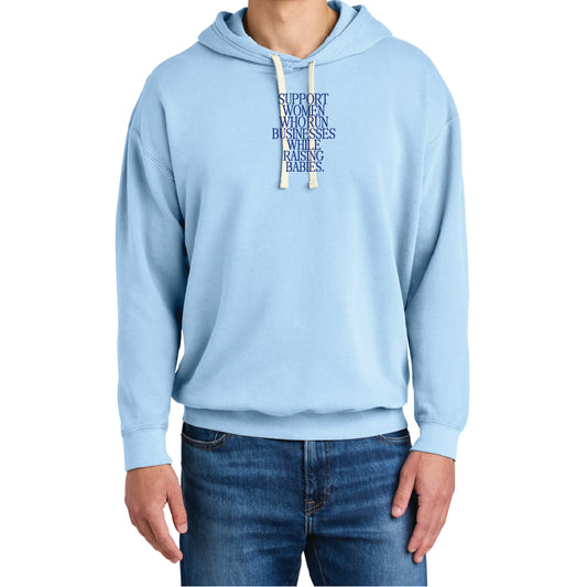 Support Women Who Run Businesses While Raising Babies Signature Lightweight Hooded Sweatshirt