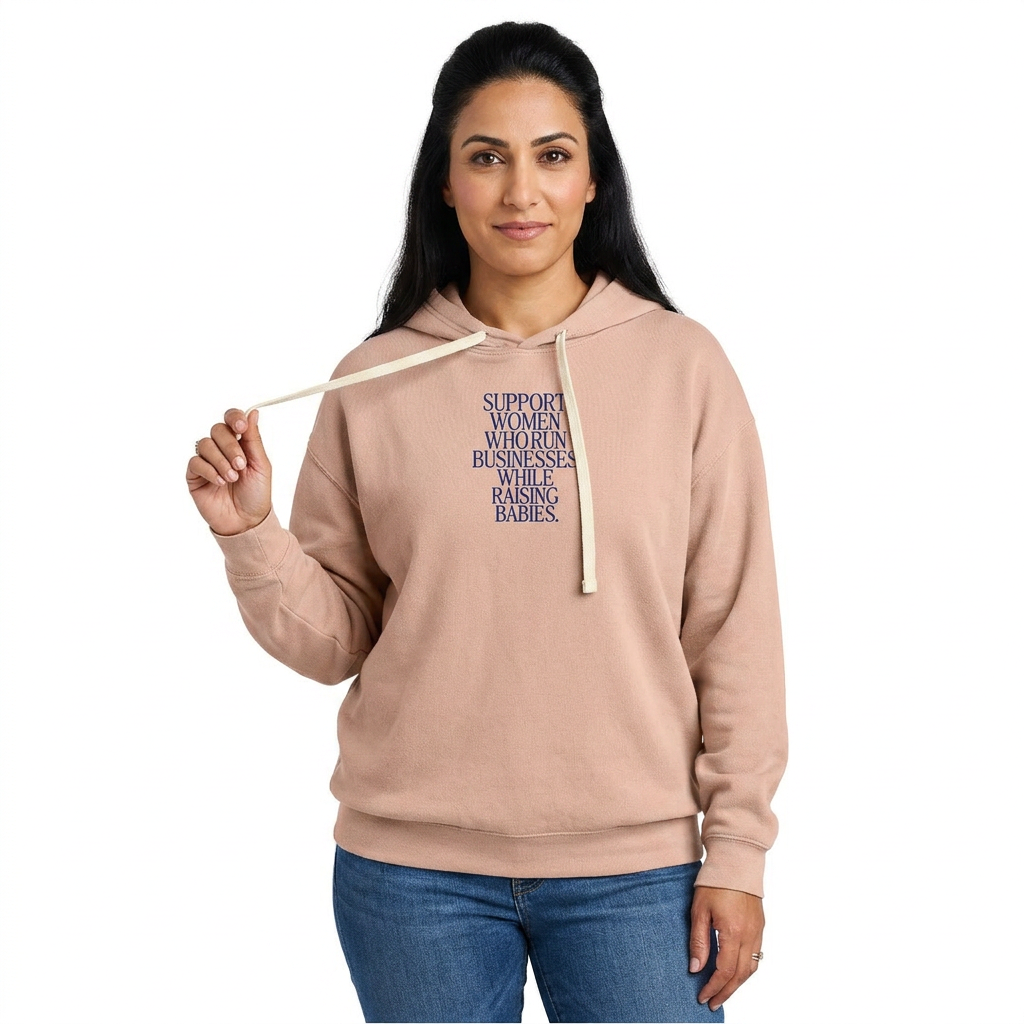 Support Women Who Run Businesses While Raising Babies Signature Lightweight Hooded Sweatshirt